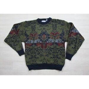 Vintage 90s Sweater Men's (XL) Multi Geometric Saturdays VTG Retro Vibes AOP